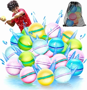 【24 Pack】Magnetic Reusable Water Balloons Fast Refillable for Kids Outdoor Activities, latex-free Kids Pool Beach Bath Toys, Self-Sealing Water Bomb Quick Fill for Summer Games