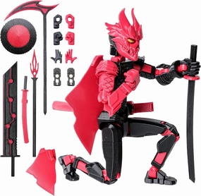(Assembly Completed Dummy 20 Action Figure, 8.1 inches, Strong Magnetic Accessories, 10 in 1, 3D Printed Robot Multi-Jointed Movable，Oni Warrior Series， Black&Red
