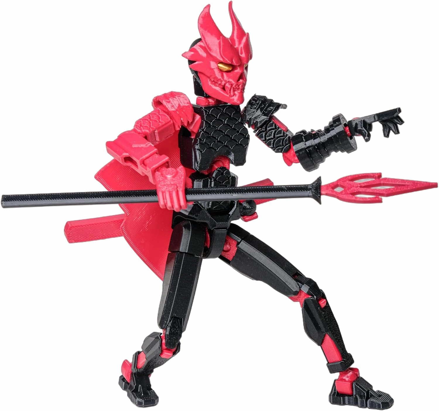 (Assembly Completed Dummy 20 Action Figure, 8.1 inches, Strong Magnetic Accessories, 10 in 1, 3D Printed Robot Multi-Jointed Movable，Oni Warrior Series， Black&Red