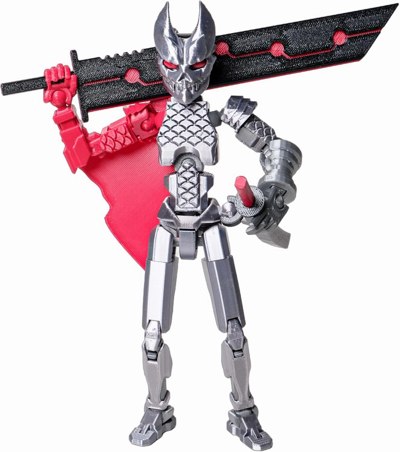 (Assembly Completed Dummy 20 Action Figure, 8.1 inches, Strong Magnetic Accessories, 10 in 1, 3D Printed Robot Multi-Jointed Movable，Oni Warrior Series， Gold (Silver)