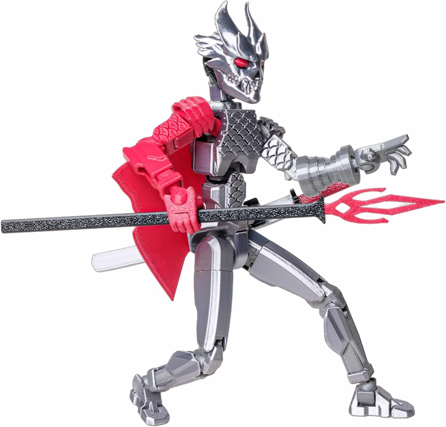 (Assembly Completed Dummy 20 Action Figure, 8.1 inches, Strong Magnetic Accessories, 10 in 1, 3D Printed Robot Multi-Jointed Movable，Oni Warrior Series， Gold (Silver)