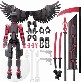 (Assembly Completed Dummy 20 Action Figure, 8.1 inches， Strong Magnetic Accessories， 8 Types of Weapons 3D Printed Robot Multi-Jointed Movable, Spider Ninja Series (Black)