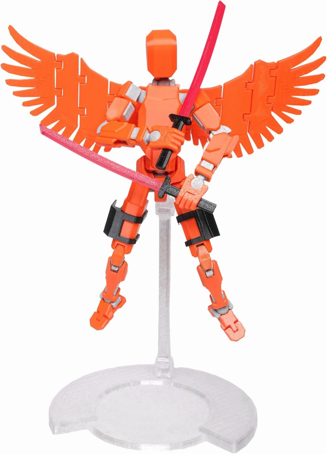 (Assembly Completed Dummy 20 Action Figure, 8.1 inches， Strong Magnetic Accessories， 8 Types of Weapons 3D Printed Robot Multi-Jointed Movable, Spider Ninja Series (Orange)