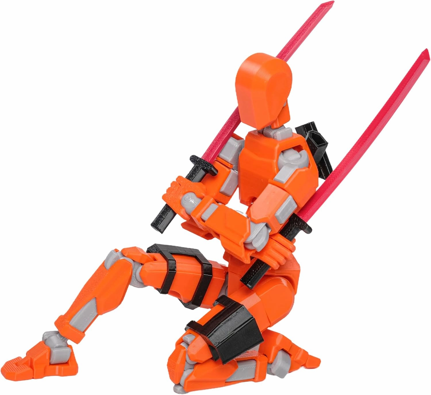 (Assembly Completed Dummy 20 Action Figure, 8.1 inches， Strong Magnetic Accessories， 8 Types of Weapons 3D Printed Robot Multi-Jointed Movable, Spider Ninja Series (Orange)