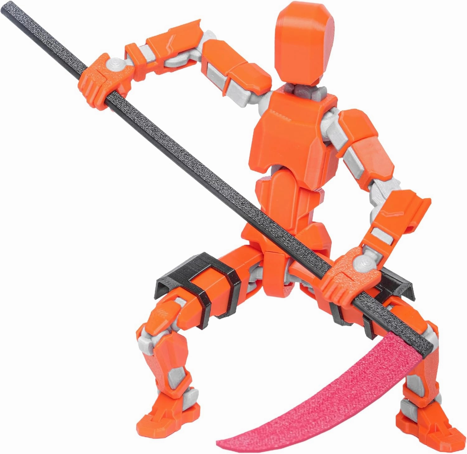 (Assembly Completed Dummy 20 Action Figure, 8.1 inches， Strong Magnetic Accessories， 8 Types of Weapons 3D Printed Robot Multi-Jointed Movable, Spider Ninja Series (Orange)