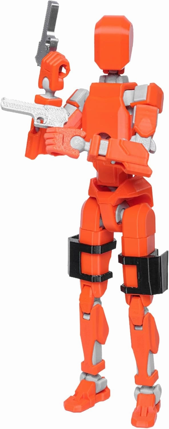 (Assembly Completed Dummy 20 Action Figure, 8.1 inches， Strong Magnetic Accessories， 8 Types of Weapons 3D Printed Robot Multi-Jointed Movable, Spider Ninja Series (Orange)