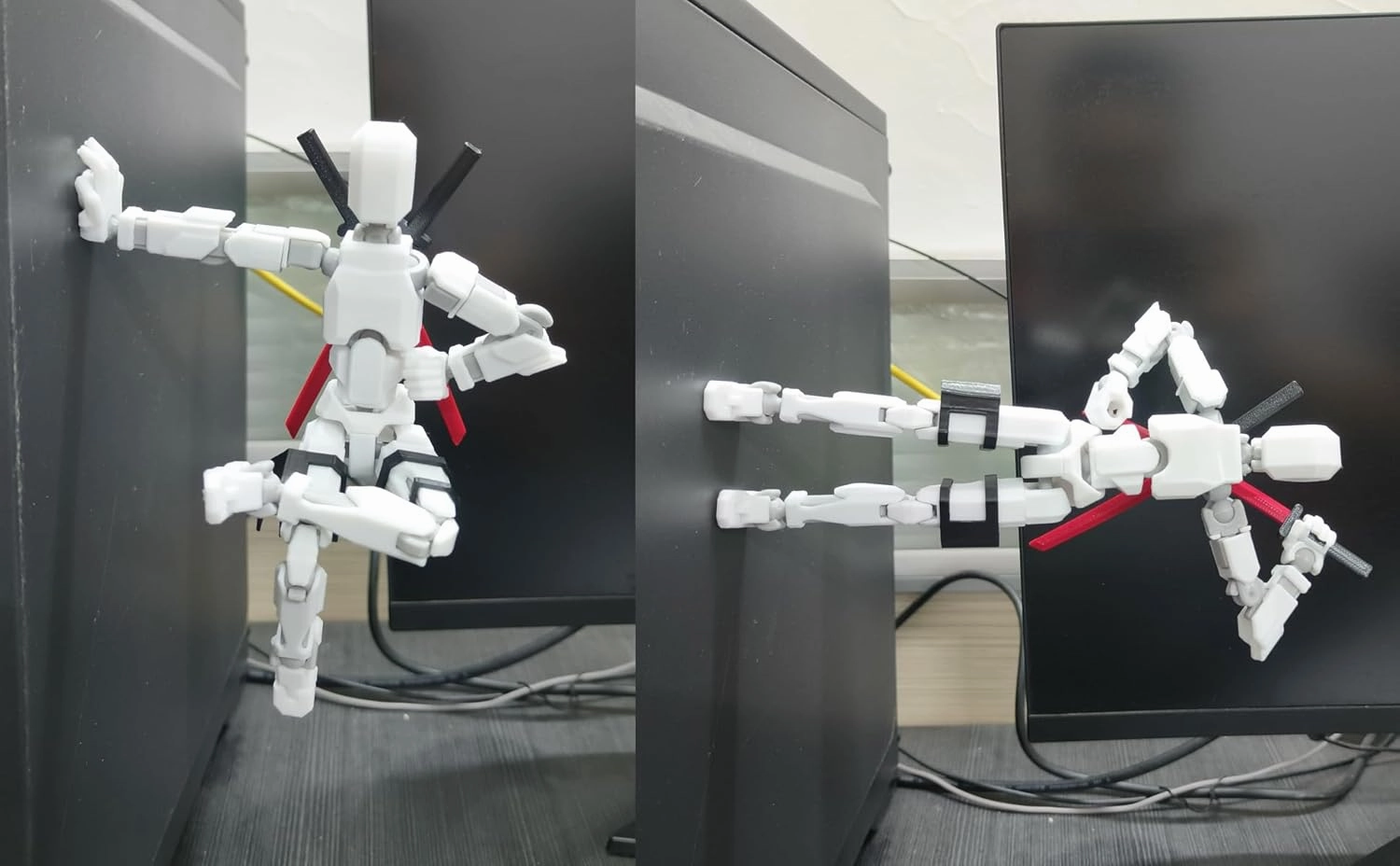 (Assembly Completed Dummy 20 Action Figure, 8.1 inches， Strong Magnetic Accessories， 8 Types of Weapons 3D Printed Robot Multi-Jointed Movable, Spider Ninja Series (red)