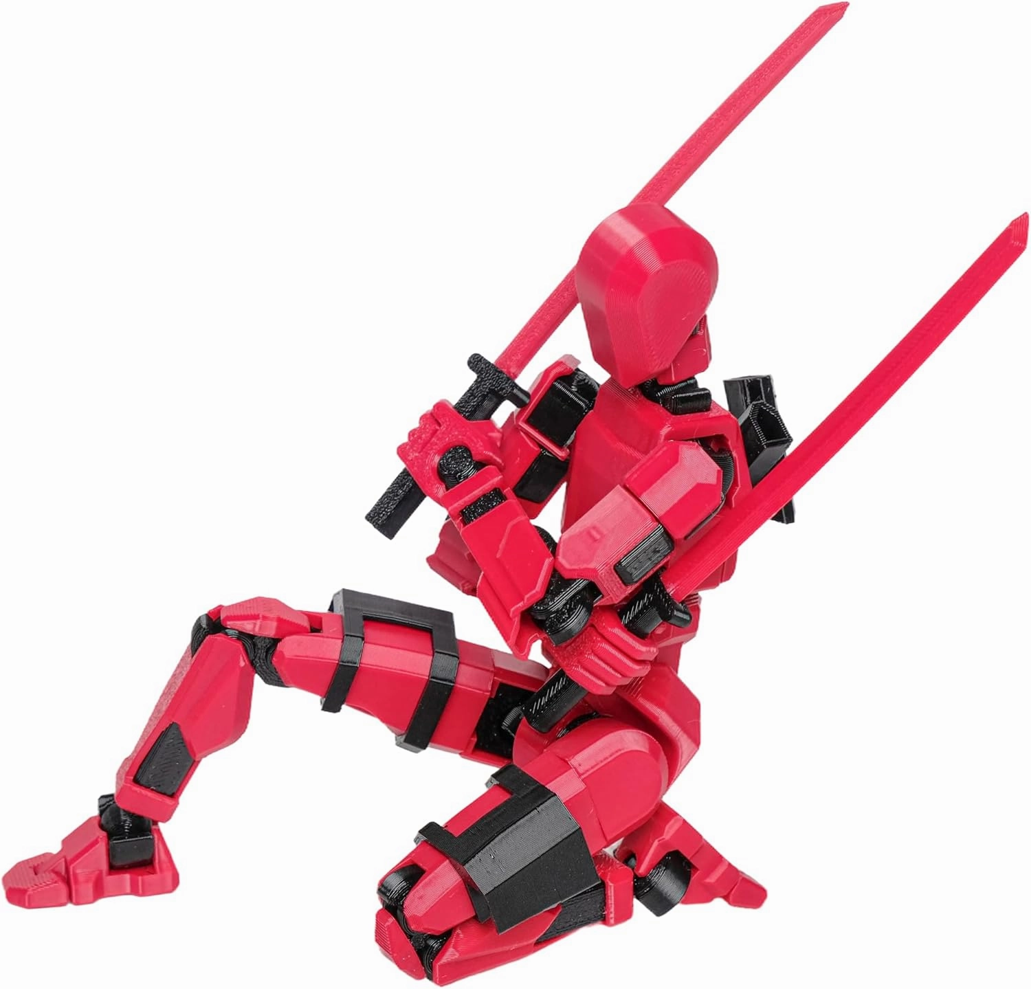 (Assembly Completed Dummy 20 Action Figure, 8.1 inches， Strong Magnetic Accessories， 8 Types of Weapons 3D Printed Robot Multi-Jointed Movable, Spider Ninja Series (red)
