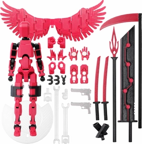 (Assembly Completed Dummy 20 Action Figure, 8.1 inches， Strong Magnetic Accessories， 8 Types of Weapons 3D Printed Robot Multi-Jointed Movable, Spider Ninja Series (red)