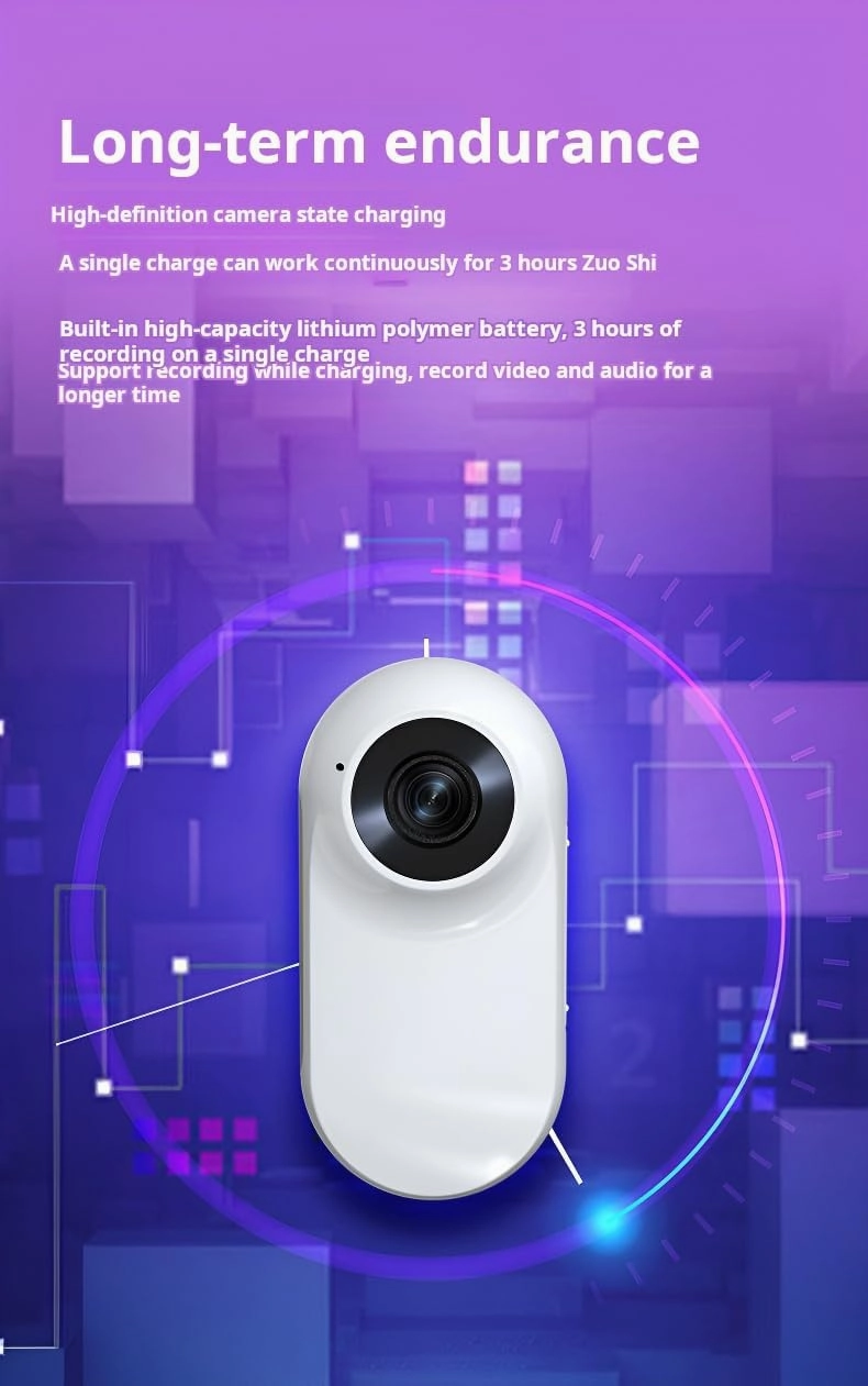 [Ellniges]【Hands-Free Action Camera】 360° Magnetic Wrable Camera for Skiing Recording, 150-Min Battery 380mAh Compact Design, 1080P Video Capture with k/Mount for Ouoor Sports