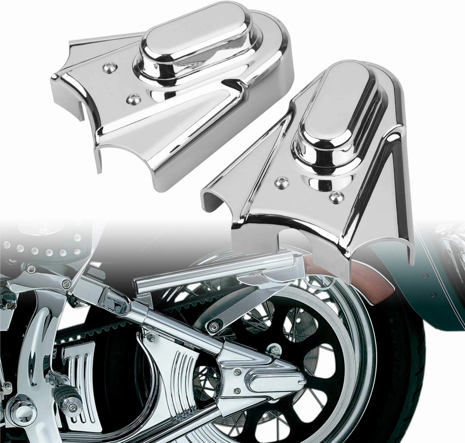 ABS Rear Axle Swingarm Covers Compatible With Harley Softail Heritage Springer Night Train Fatboy Standard Custom 1986-2007 Chrome