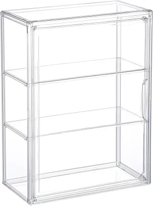 Acrylic Display Case for Collectibles Action Figure with Magnetic Door, 3 Tiers Clear Showcase