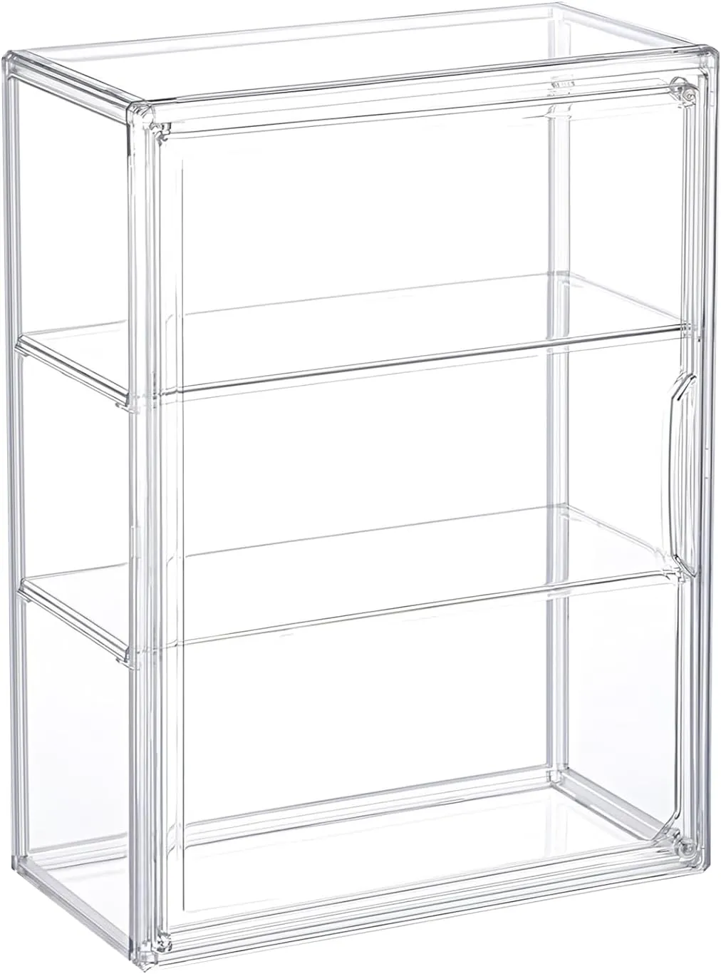 Acrylic Display Case for Collectibles Action Figure with Magnetic Door, 3 Tiers Clear Showcase