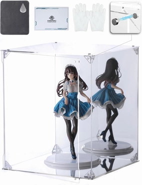 Acrylic Display Case, Mirrored Back and Base, UV Protected, Front Door with Magnetic Buckle, Display Box, Dustproof Showcase for Figures, Collections, Models toys (10x10x12 inch, 25x25x30 cm)
