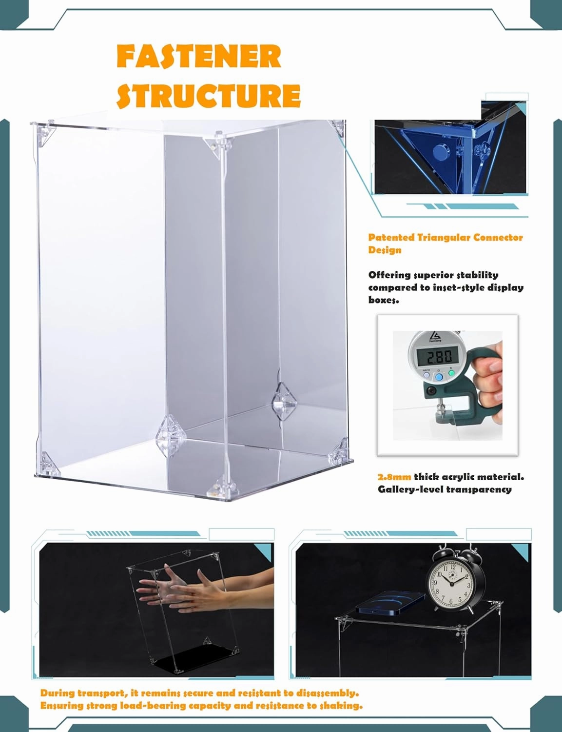 Acrylic Display Case, Mirrored Back and Base, UV Protected, Front Door with Magnetic Buckle, Display Box, Dustproof Showcase for Figures, Collections, Models toys (10x10x14 inch, 25x25x35 cm)