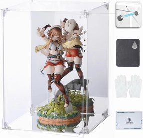 Acrylic Display Case, Mirrored Back and Base, UV Protected, Front Door with Magnetic Buckle, Display Box, Dustproof Showcase for Figures, Collections, Models toys (10x10x14 inch, 25x25x35 cm)