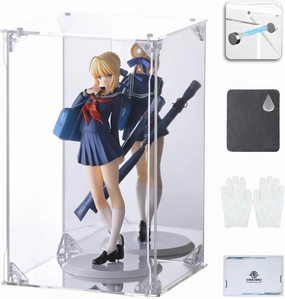 Acrylic Display Case, Mirrored Back and Base, UV Protected, Front Door with Magnetic Buckle, Display Box, Dustproof Showcase for Figures, Collections, Models, Toys (6x6x10 inch, 15x15x25 cm)