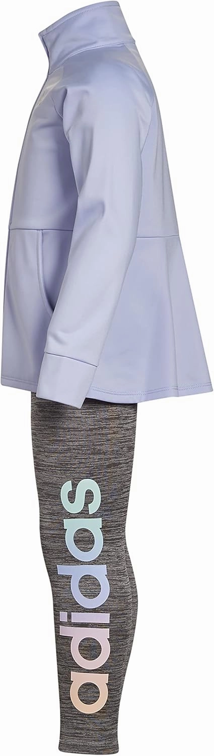 adidas Girl's Zip Front Classic Tricot Jacket and Joggers Set