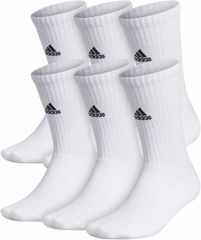 adidas Team 6 Pack Crew Socks White | Black XL