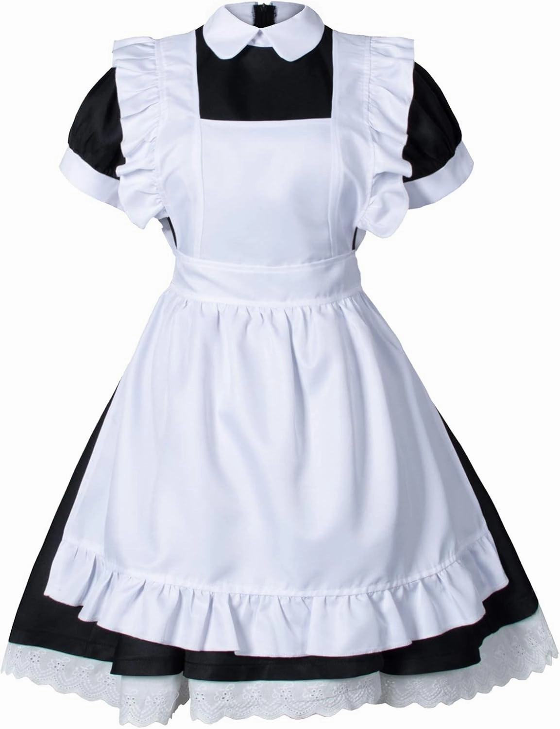 Adult Classic Fancy Cute White Retro Frilly Adorable Maid Waitress Aprons Vintage Costume Bow Headdress Set