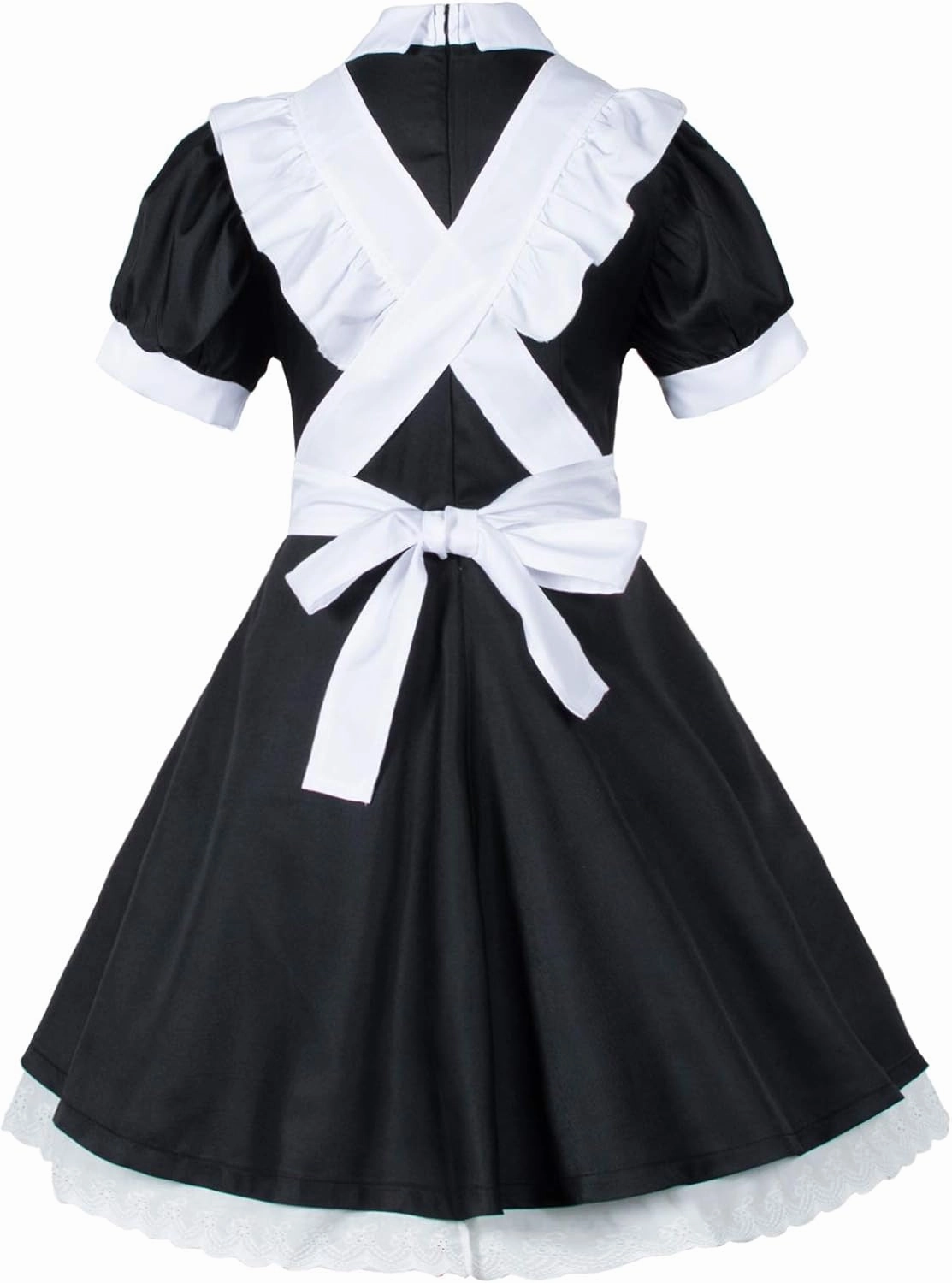 Adult Classic Fancy Cute White Retro Frilly Adorable Maid Waitress Aprons Vintage Costume Bow Headdress Set