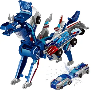 Aimery Dinosaur Transforming Car Toy, Magnetic Cars Transform into Dinosaurs,Fun - Collision Transformation Car Toys for Boys & Girls|Party Gift for Birthday, Christmas