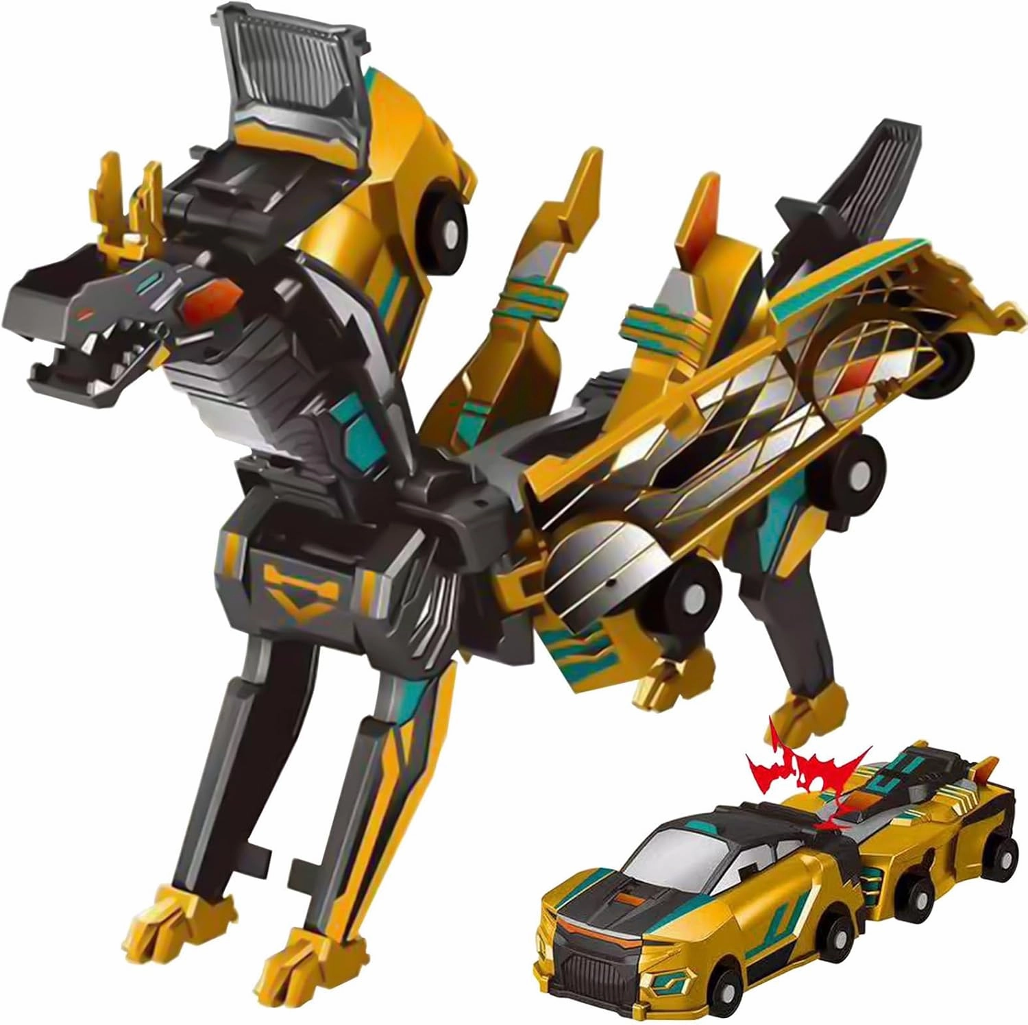 Aimery Dinosaur Transforming Car Toy, Magnetic Cars Transform into Dinosaurs,Fun - Collision Transformation Car Toys for Boys & Girls|Party Gift for Birthday, Christmas