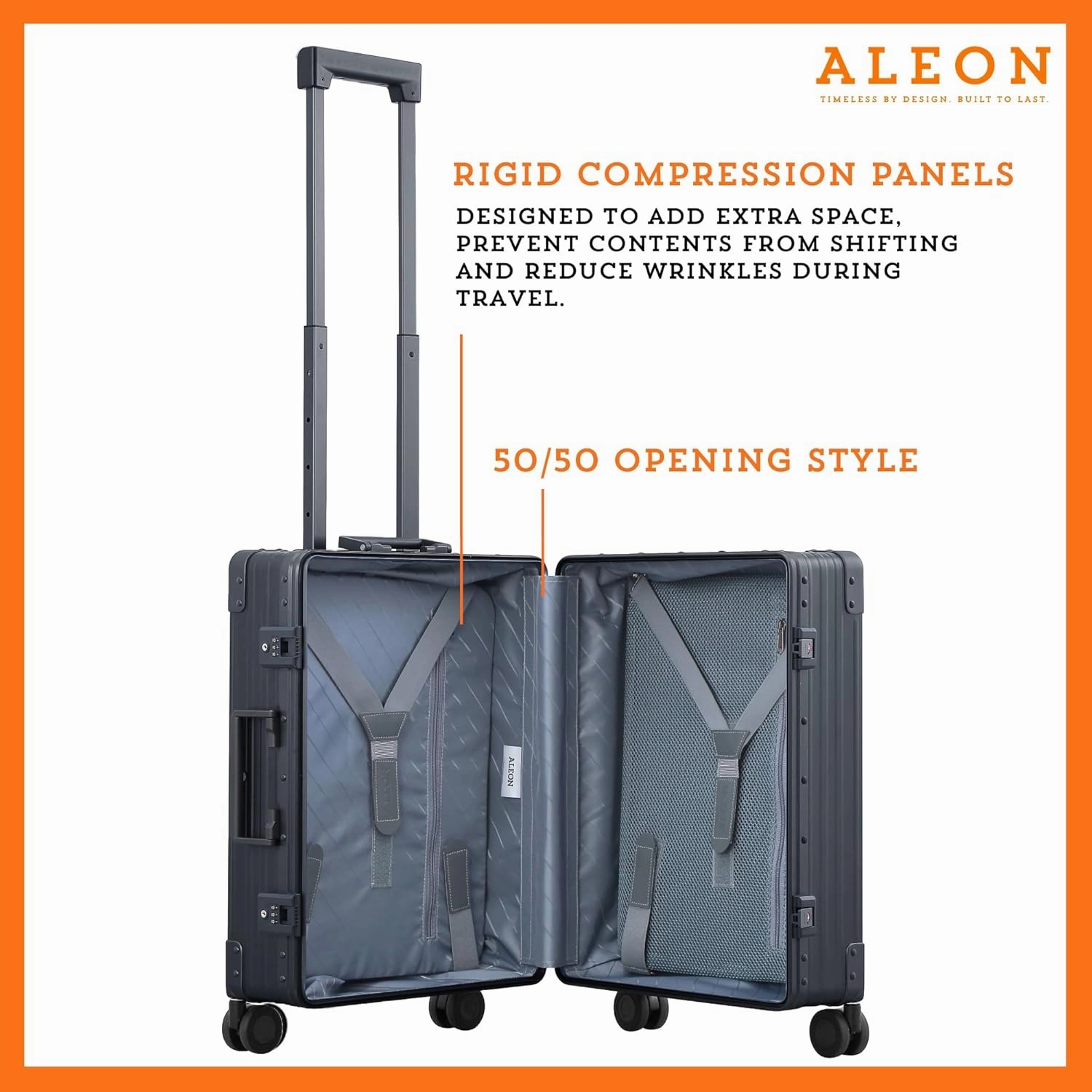 Aleon Lightweight Aluminum Carry-On Luggage - Hardside Carry-On Suitcase, TSA Approved, Hard Shell Suitcase for Travel, Airline Approved 21 Inch Hard Spinner Wheels Luggage (Onyx)