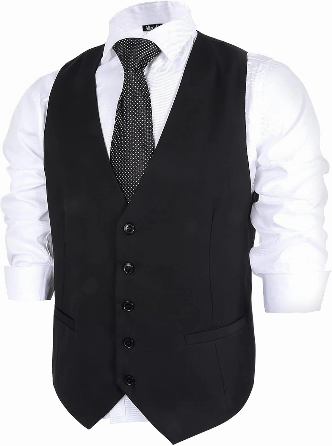 Alizeal Mens Classic Solid Color Business Suit Vest Regular Fit Tuxedo Waistcoat for Wedding