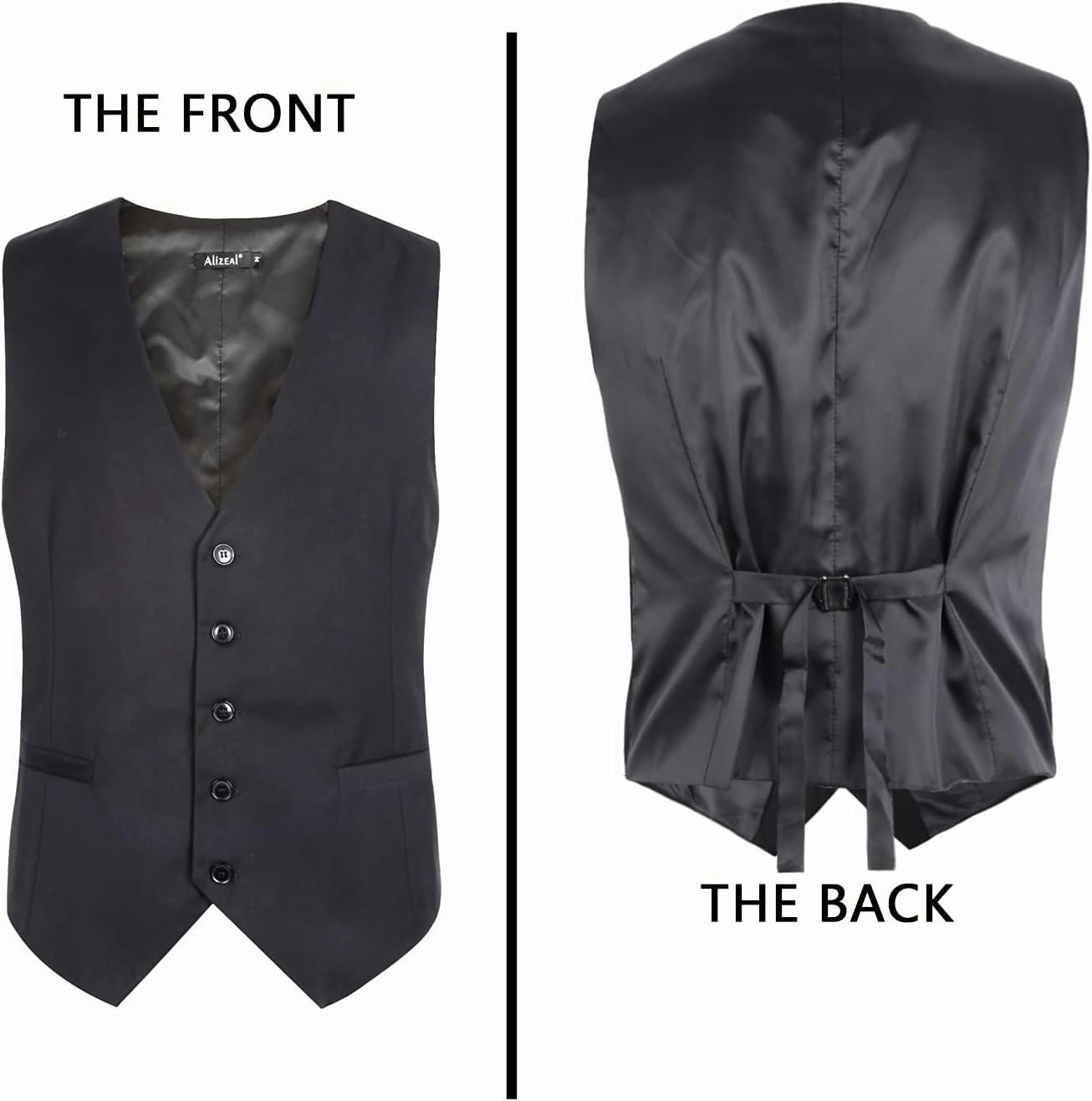 Alizeal Mens Classic Solid Color Business Suit Vest Regular Fit Tuxedo Waistcoat for Wedding