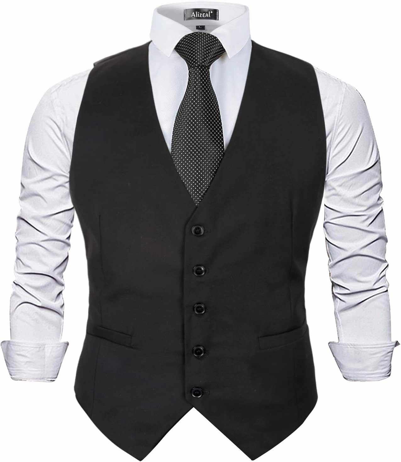 Alizeal Mens Classic Solid Color Business Suit Vest Regular Fit Tuxedo Waistcoat for Wedding