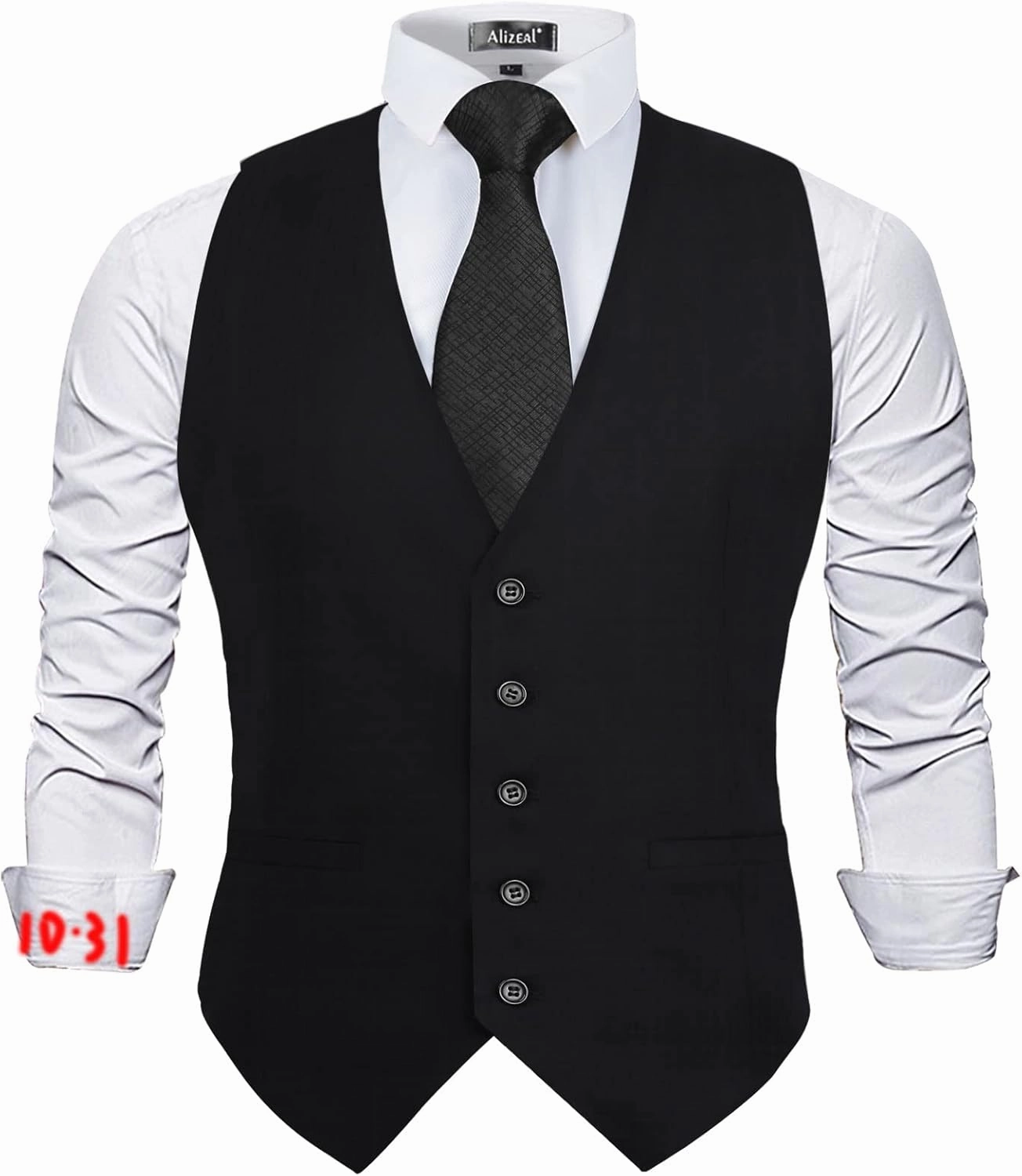 Alizeal Mens Classic Solid Color Business Suit Vest Regular Fit Tuxedo Waistcoat for Wedding