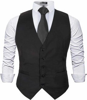 Alizeal Mens Classic Solid Color Business Suit Vest Regular Fit Tuxedo Waistcoat for Wedding