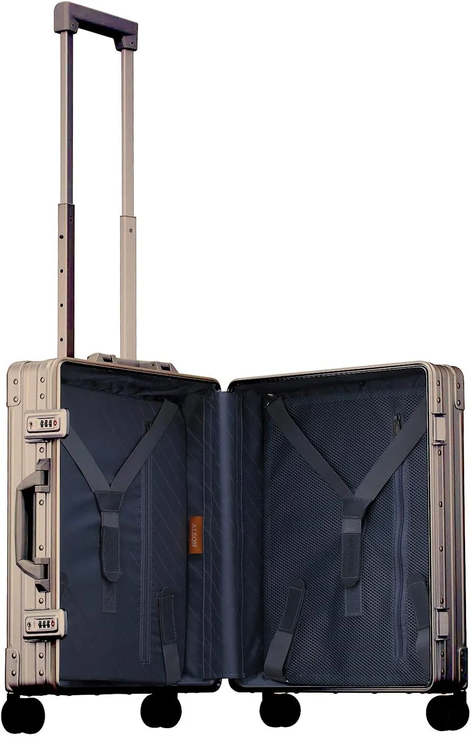 All Aluminum Lightweight 21" Premium International Carry-On Luggage - Hardside Carry-On Suitcase, TSA Approved, Hard Shell Suitcase, Airline Approved Hard Spinner Wheels Luggage (Bronze)