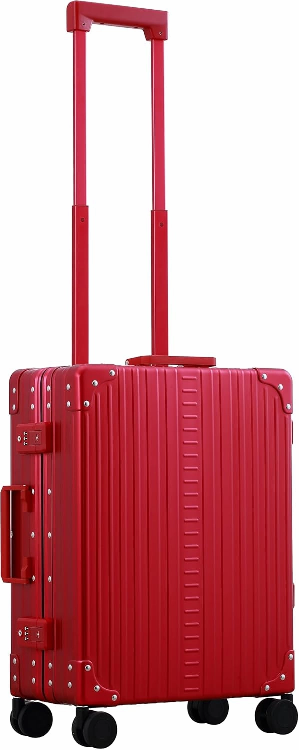 All Aluminum Lightweight 21" Premium International Carry-On Luggage - Hardside Carry-On Suitcase, TSA Approved, Hard Shell Suitcase, Airline Approved Hard Spinner Wheels Luggage (Ruby)