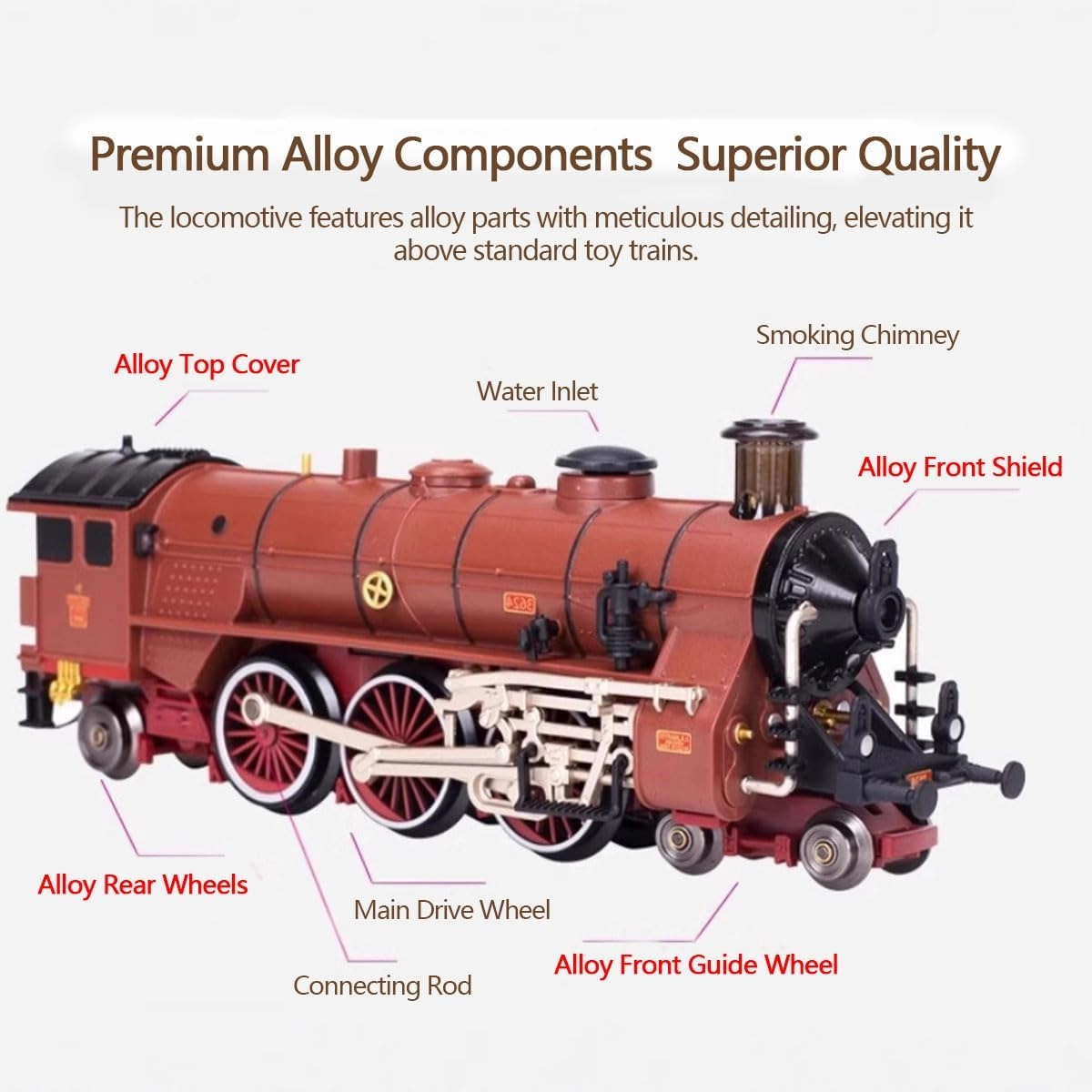 Alloy Electric Train Set Model, Electric Model Train with Carriages and Long Tracks, Great STEM Gifts and Desk Decorations for Teens and Adults(Model 22920/Dark Green)
