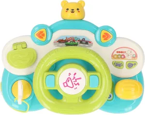 Alomejor Toddler Steering Wheel Toy, Musical Driving Wheel with Lights and Sounds for Kids, Interactive Sensory Travel Toy for Car Seat Play (8.9 x 7.1 Inches) (Bear)