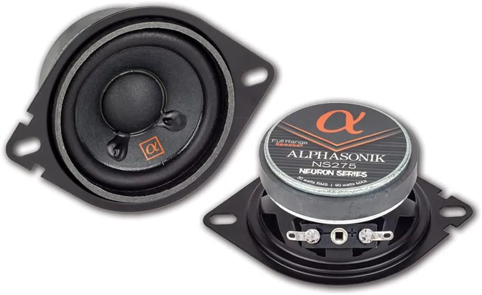 Alphasonik 1 Pair of NS275 Neuron Series 2.75" (180 Watts Max for The Pair) 90 Watts Max Per Speaker Full-Range Car Audio Speaker with Paper Cone