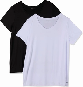 Amazon Essentials Women's Tech Stretch Short-Sleeve V-Neck T-Shirt - Discontinued Colors, Multipacks