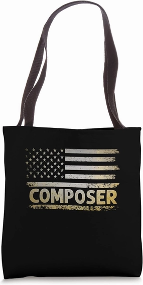 American USA Flag Composer Music Composers Compose Song Tote Bag
