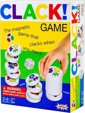 AMIGO Games Clack! Categories - Exciting Kids Magnetic Stacking Game for 2-8 players Ages 7  | Fun, Educational, & Fast-Paced Family Game