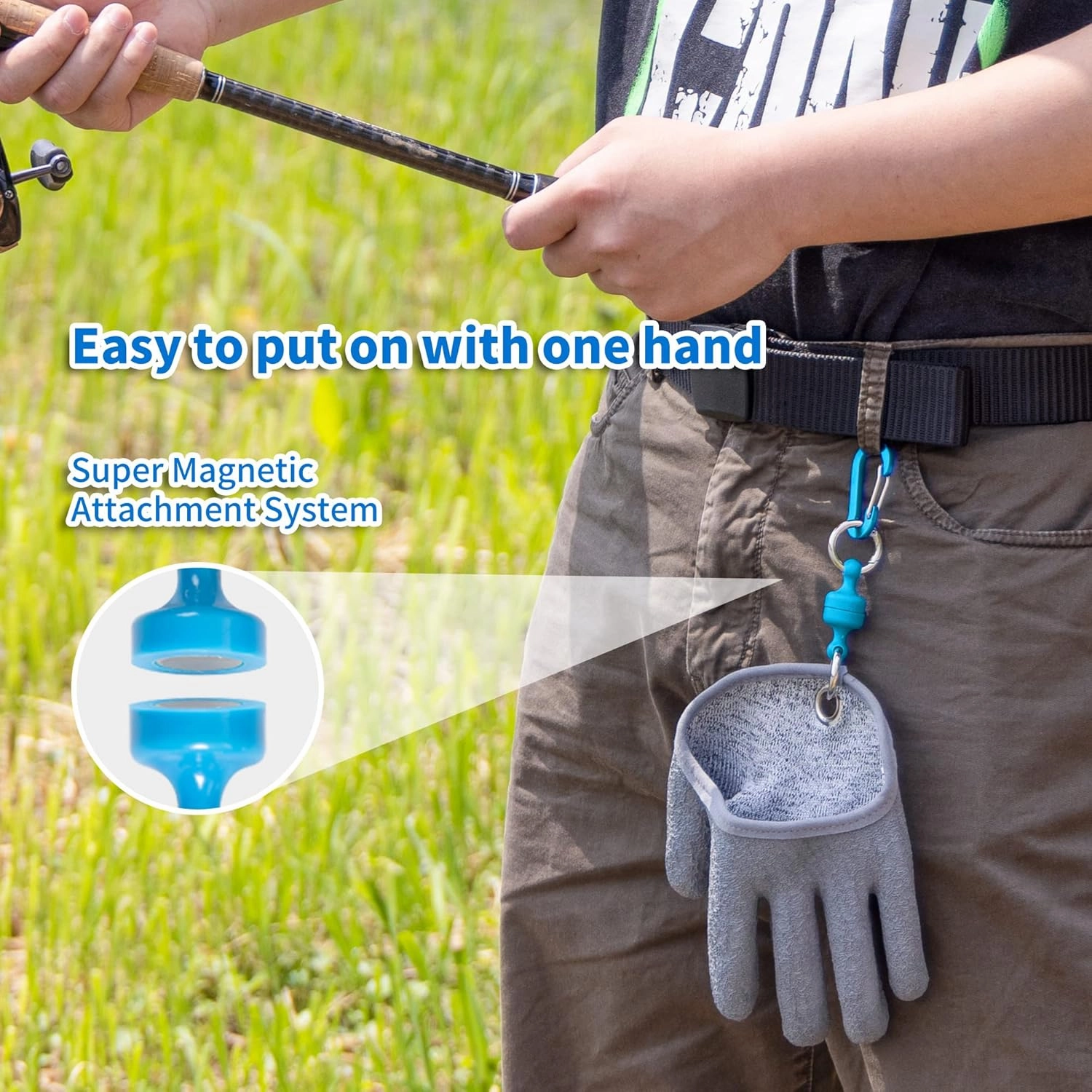 ARCLIBER Fishing Glove for Men with Magnet Release, Puncture Resistant Fish Glove for Handling, Catching, Cleaning, Anti-Slip Textured Grip Palm