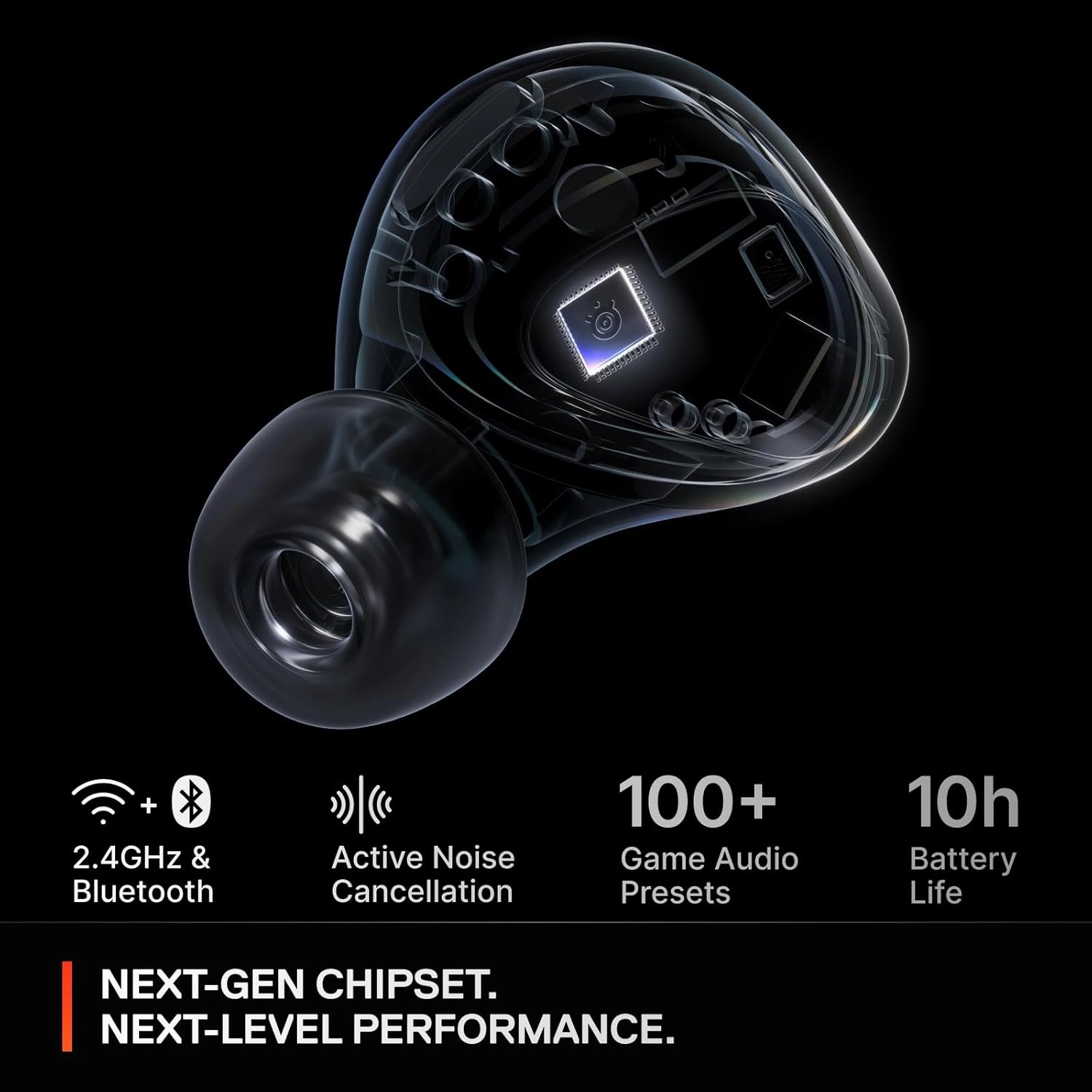Arctis GameBuds for PlayStation/PC/Switch/Mobile — 2.4GHz   Bluetooth 5.3 Earbuds — Active Noise Cancelling — Mobile App Sound Presets — Water Resistant IP55 — 40H Battery with Qi Charging Case