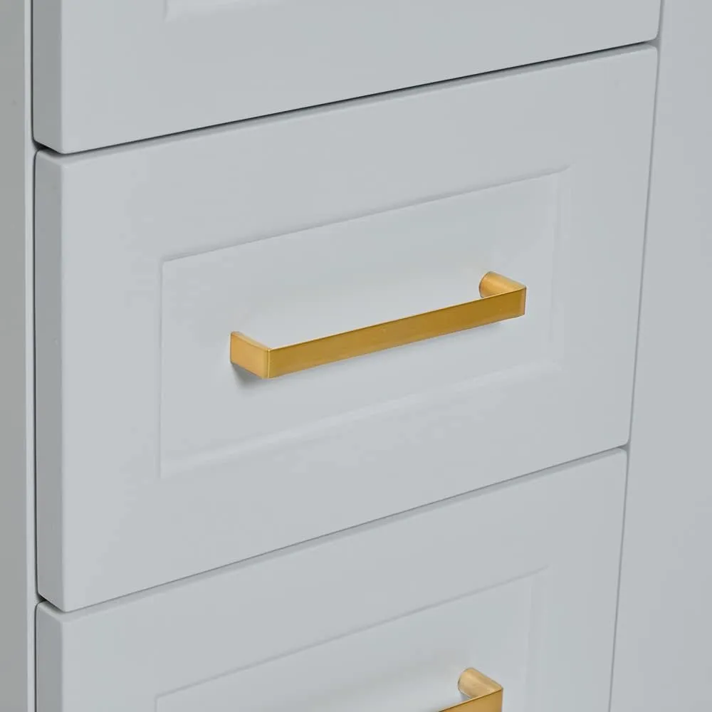 ARIEL 48" Grey Bathroom Vanity Base Cabinet, Single Sink Configuration, 2 Soft Closing Doors, 9 Full Extension Dovetail Drawers, Toe Kick, Satin Brass