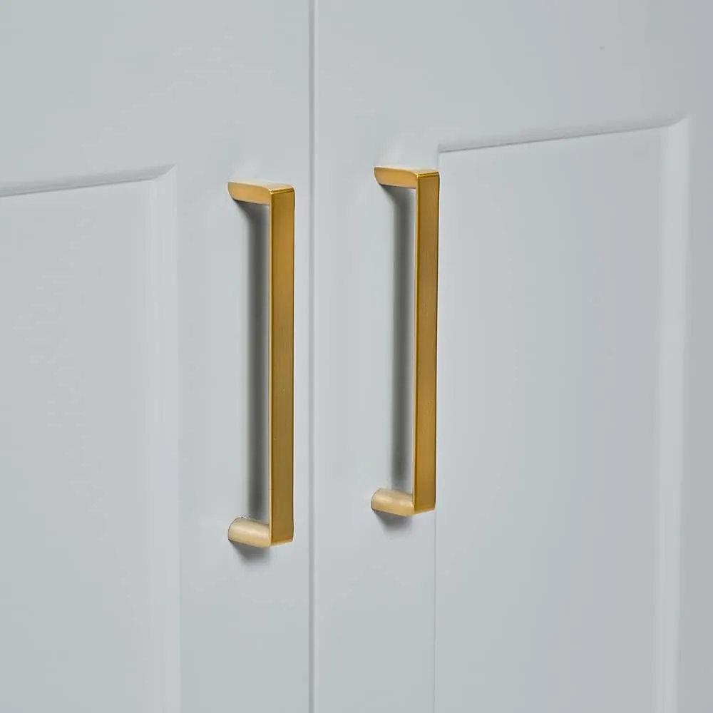 ARIEL 48" Grey Bathroom Vanity Base Cabinet, Single Sink Configuration, 2 Soft Closing Doors, 9 Full Extension Dovetail Drawers, Toe Kick, Satin Brass