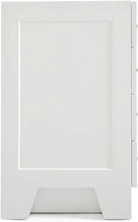 ARIEL 48" White Bathroom Vanity Base Cabinet, Single Sink Configuration, 2 Soft Closing Doors, 9 Full Extension Dovetail Drawers, Toe Kick, Satin Brass