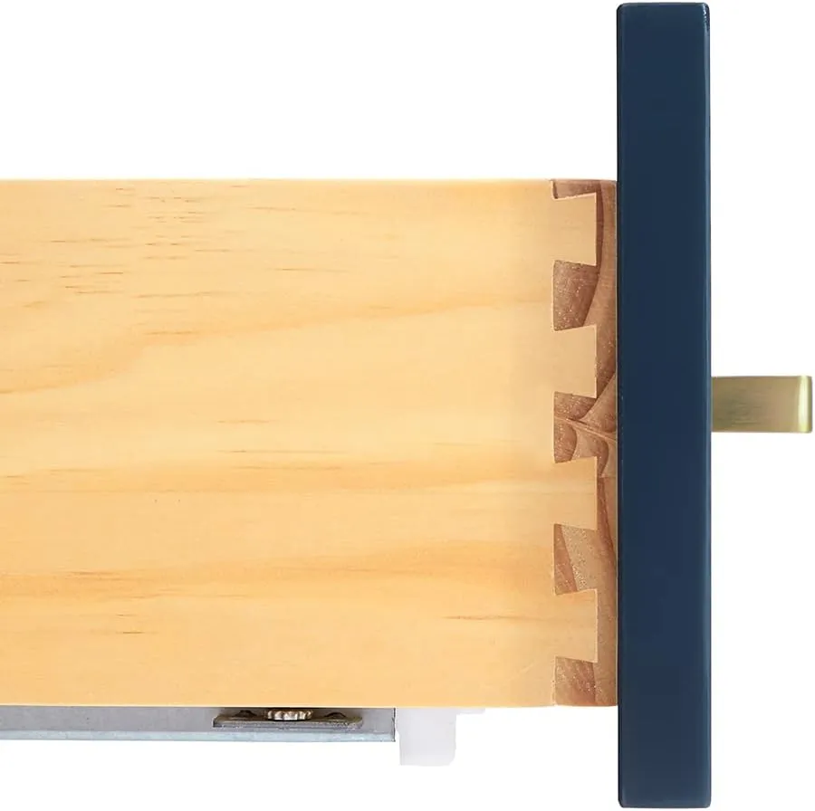 ARIEL 61" Midnight Blue Bathroom Vanity 1.5" Edge Italian Carrara Marble Countertop & Splash, Rectangular Sink, 2 Soft Closing Doors, 9 Full Extension Dovetail Drawers, Satin Brass