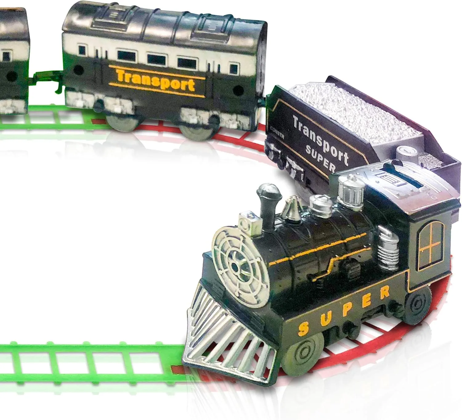 ArtCreativity Train Set for Kids, Battery-Operated Train Toys with 4 Cars and Tracks, Durable Plastic, Cute Christmas Holiday Train for Under The Tree, Great Gift Idea for Boys and Girls