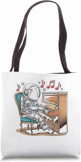Astronaut Pianist Piano Player Pianists Tote Bag