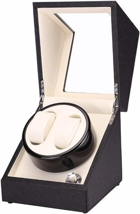 Automatic Watch Winder Double Watch Winder Box 2   0 Shaker 5 Gear with Quiet Motor and Wood PU Leather Powered Automatic Watch Winder